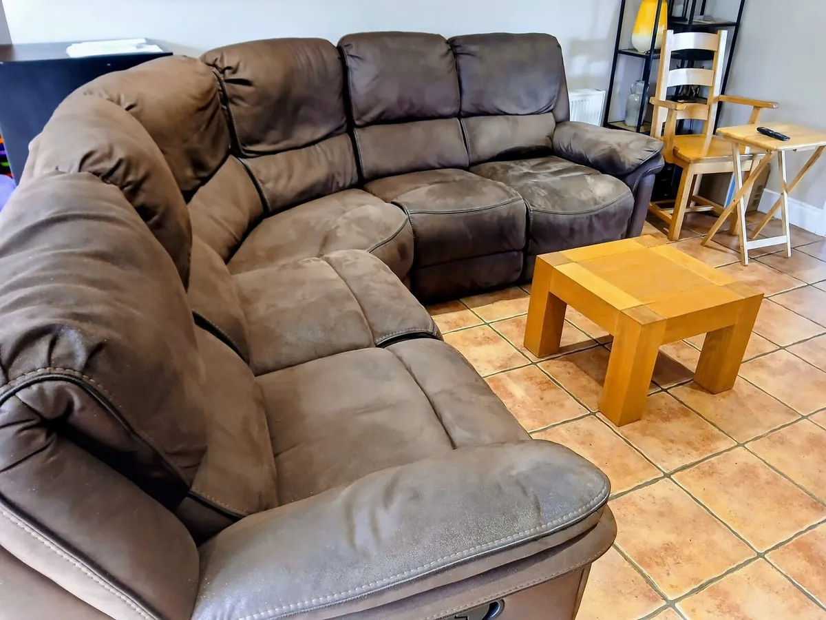 Brown Suedette/Leather Big 6 Seater Corner Sofa - Image 2