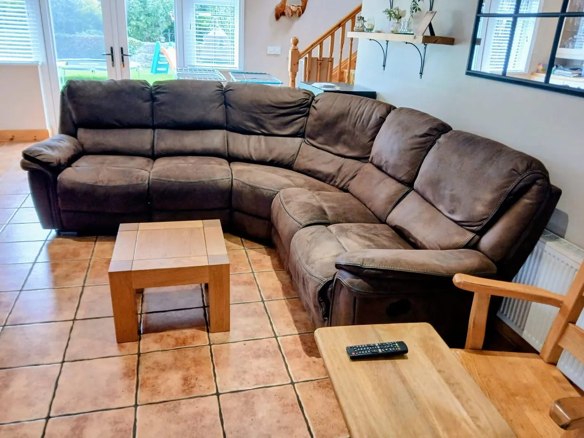 Brown Suedette/Leather Big 6 Seater Corner Sofa - Image 3