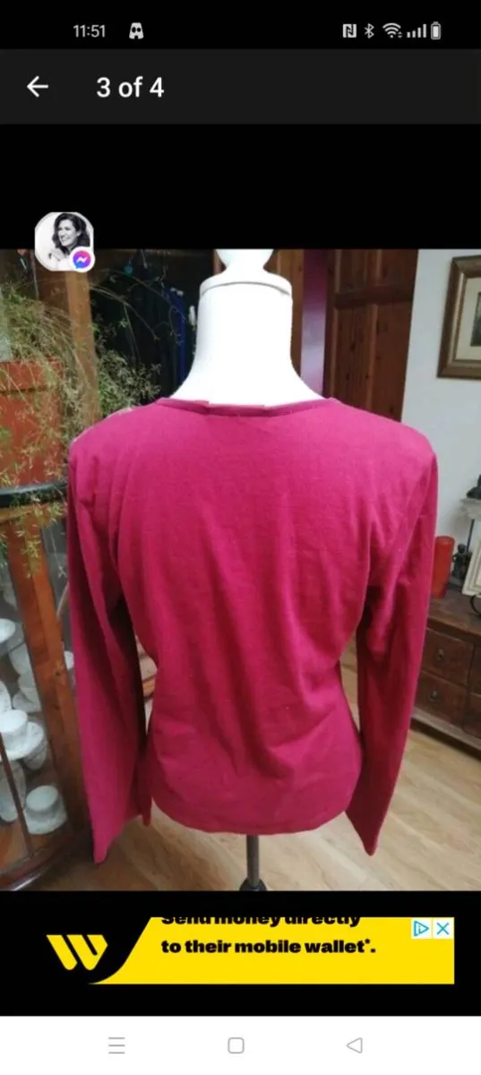 Ladies Gloria VANDERBILT wine top size 14. €10
Can - Image 3
