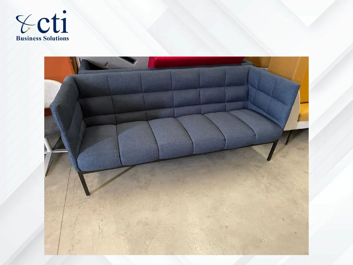 3 x Navy Reception Sofas - Grade A - Image 2