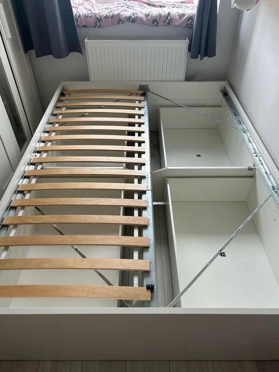 IKEA BRIMNES Double bed frame with storage white - Image 2