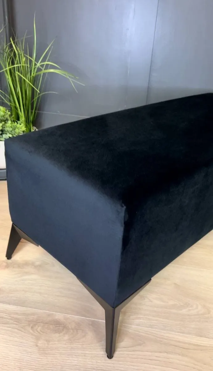 Handmade Velvet Bench with Gold Metal Legs - Image 3