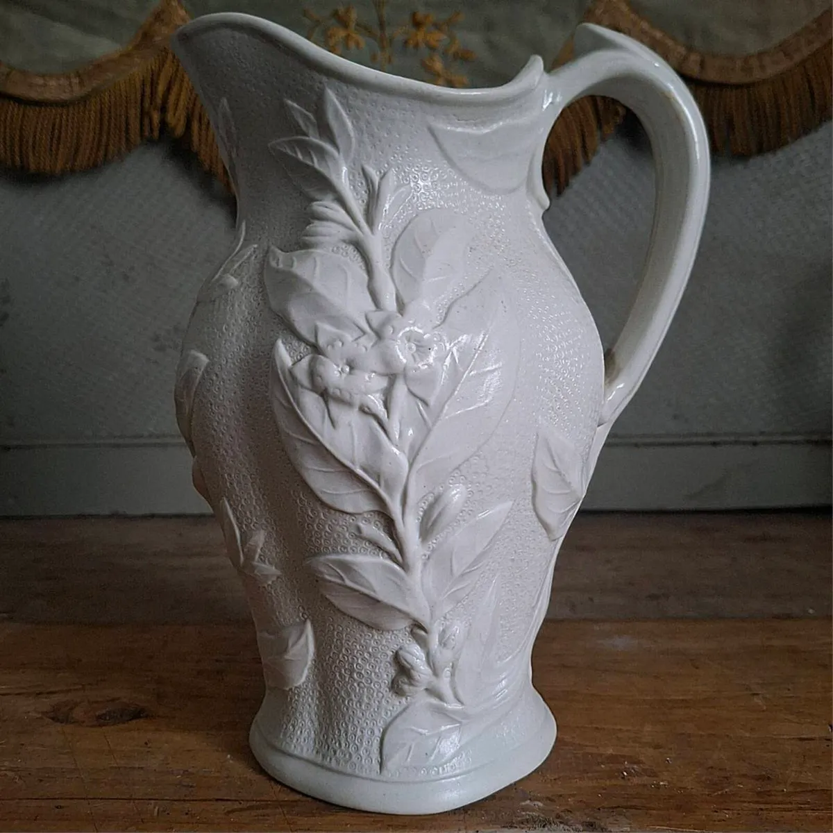 Mid-Victorian Dudson Relief-Molded Stoneware Jug - Image 1