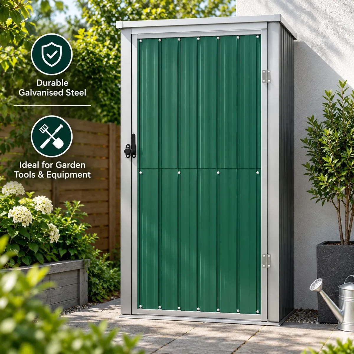 Garden Tool Shed Green Galvanised Steel Green - Image 1