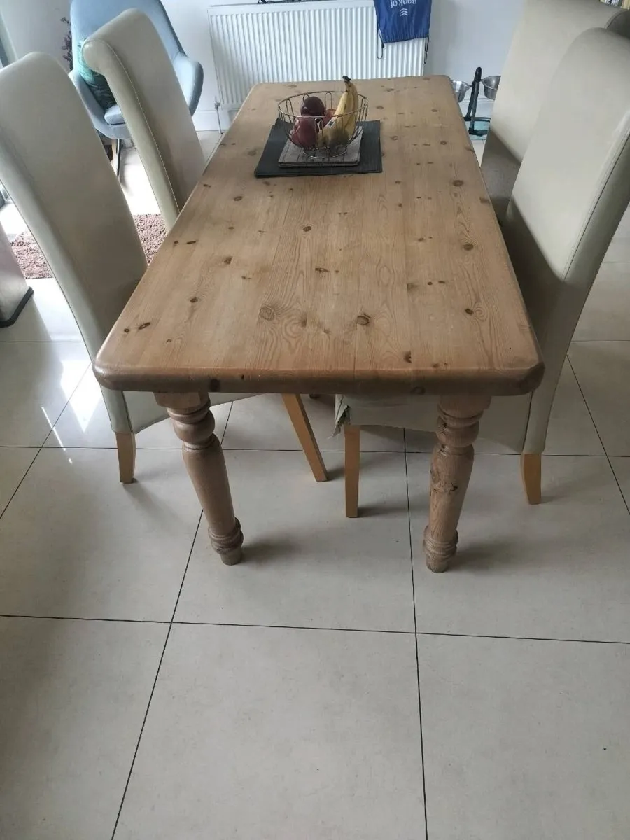 Solid Pine Dining Table + 4 Free Chairs – €225 - Image 1