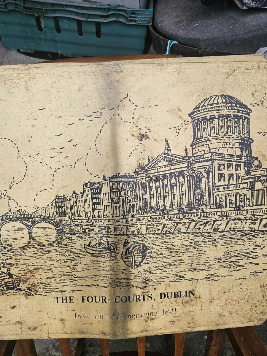 Vintage Brass Etching of The Four Courts Dublin - Image 2