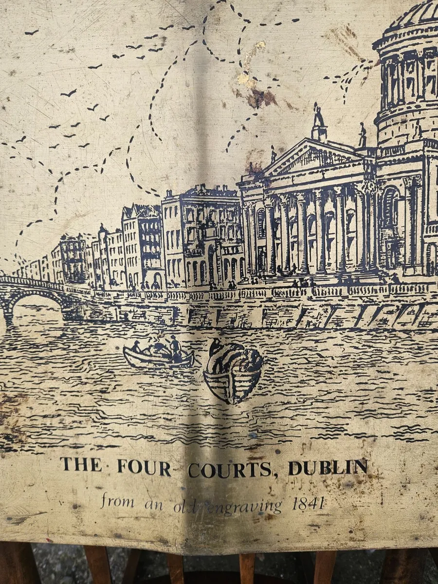 Vintage Brass Etching of The Four Courts Dublin - Image 4