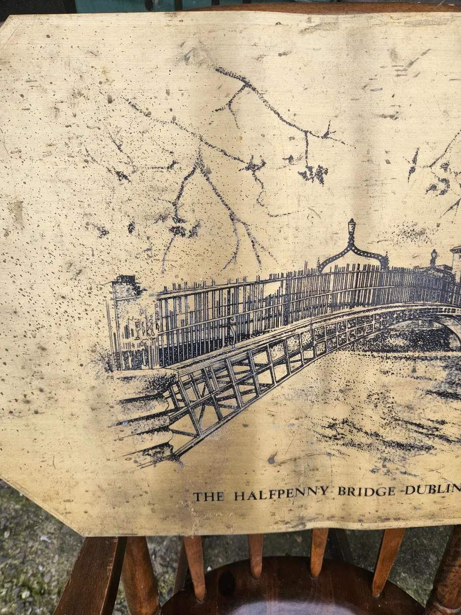 Vintage Brass Etching of The Halfpenny Bridge Dubl - Image 2