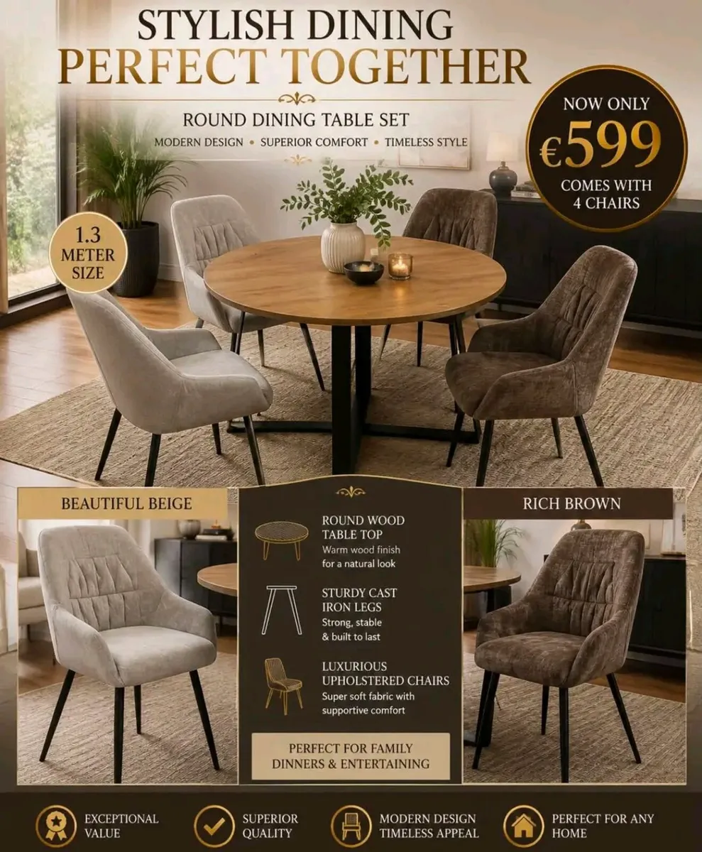 Extendable Kitchen Dining Table With 6 Chairs - Image 3