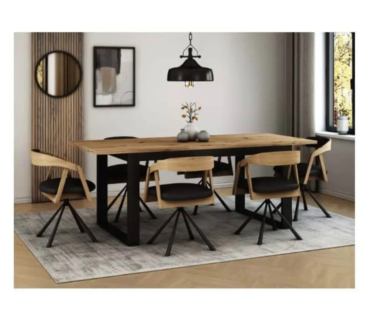 Vanguard Oak Swivel Dining Armchair Modern Wood - Image 1