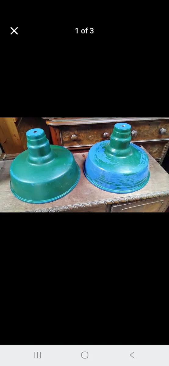 2 x industrial light shades