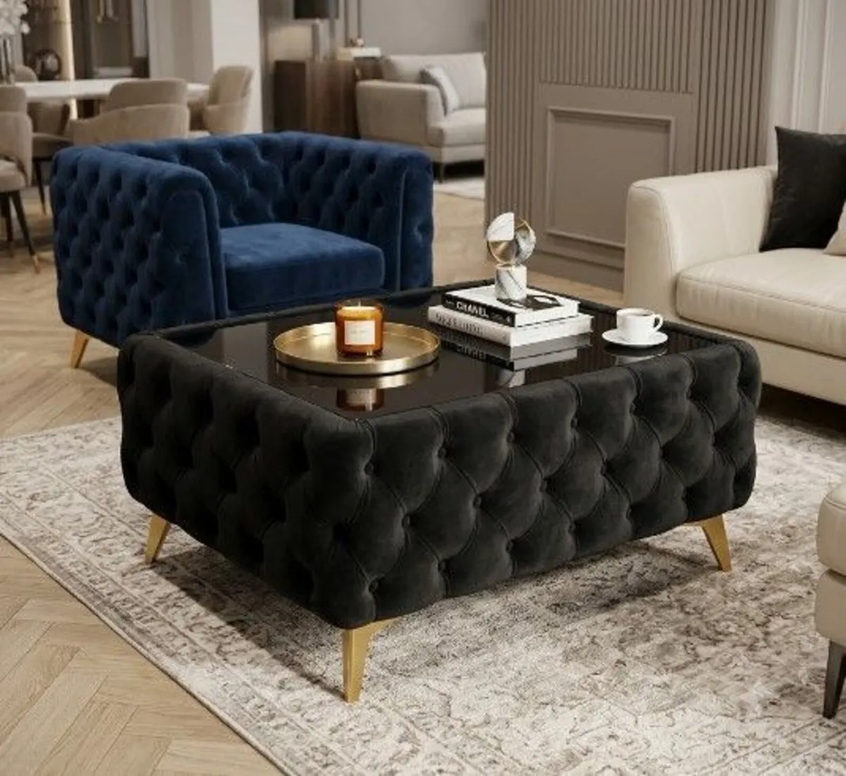 Chesterfield Coffee Table Rectangle 83x63x45 - Image 1