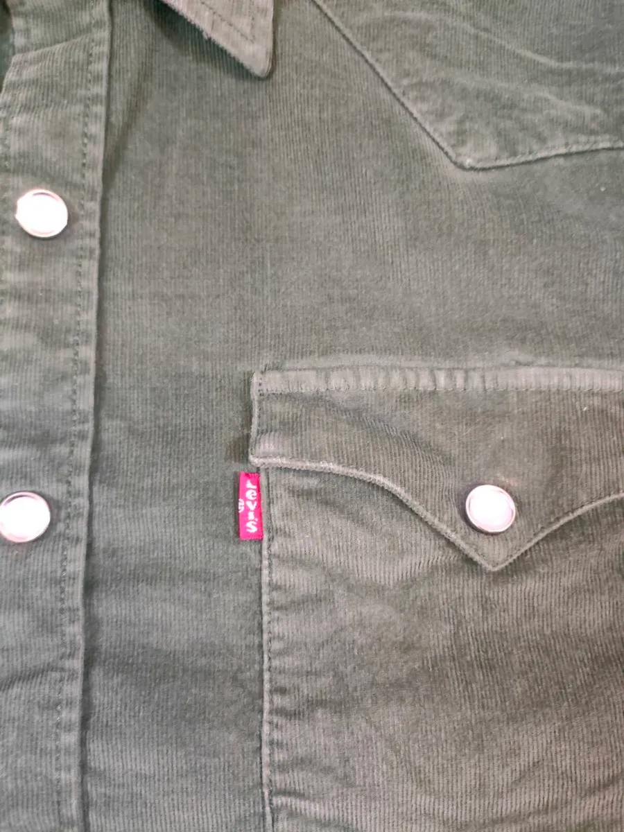 Levis Stretch Corduroy Western Shirt Mens Medium - Image 3