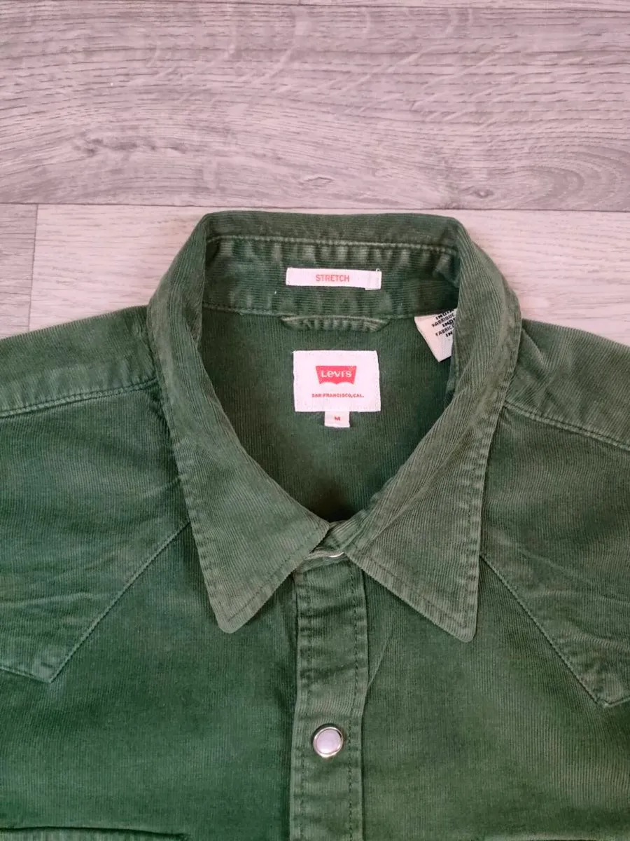 Levis Stretch Corduroy Western Shirt Mens Medium - Image 4