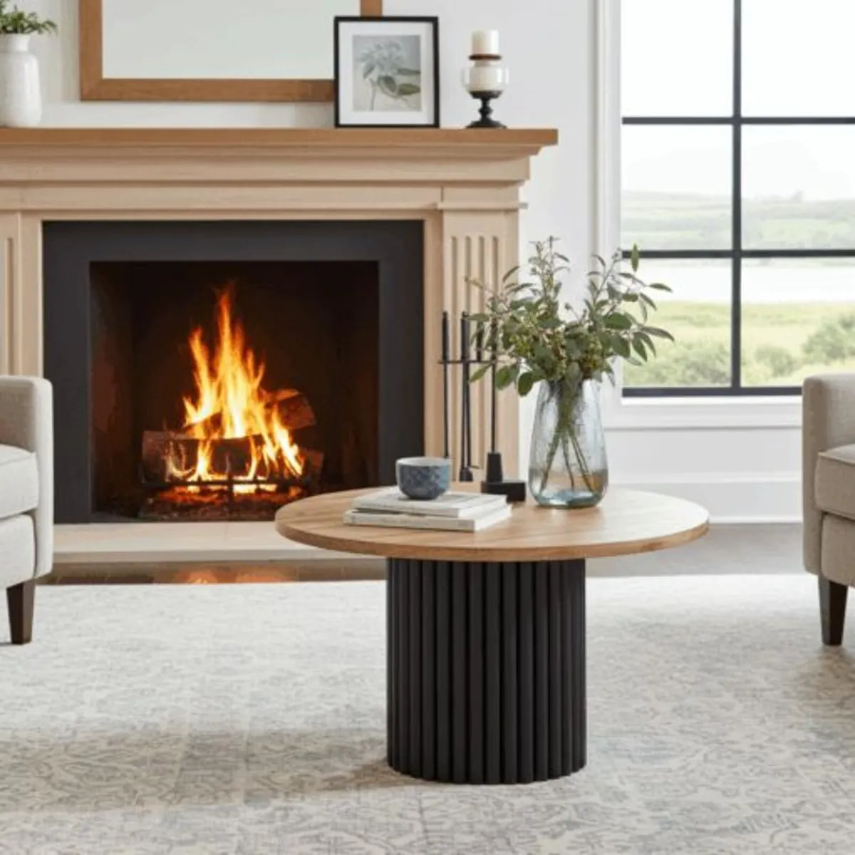 The Luna Modern White Coffee Table with Metal Base - Image 1