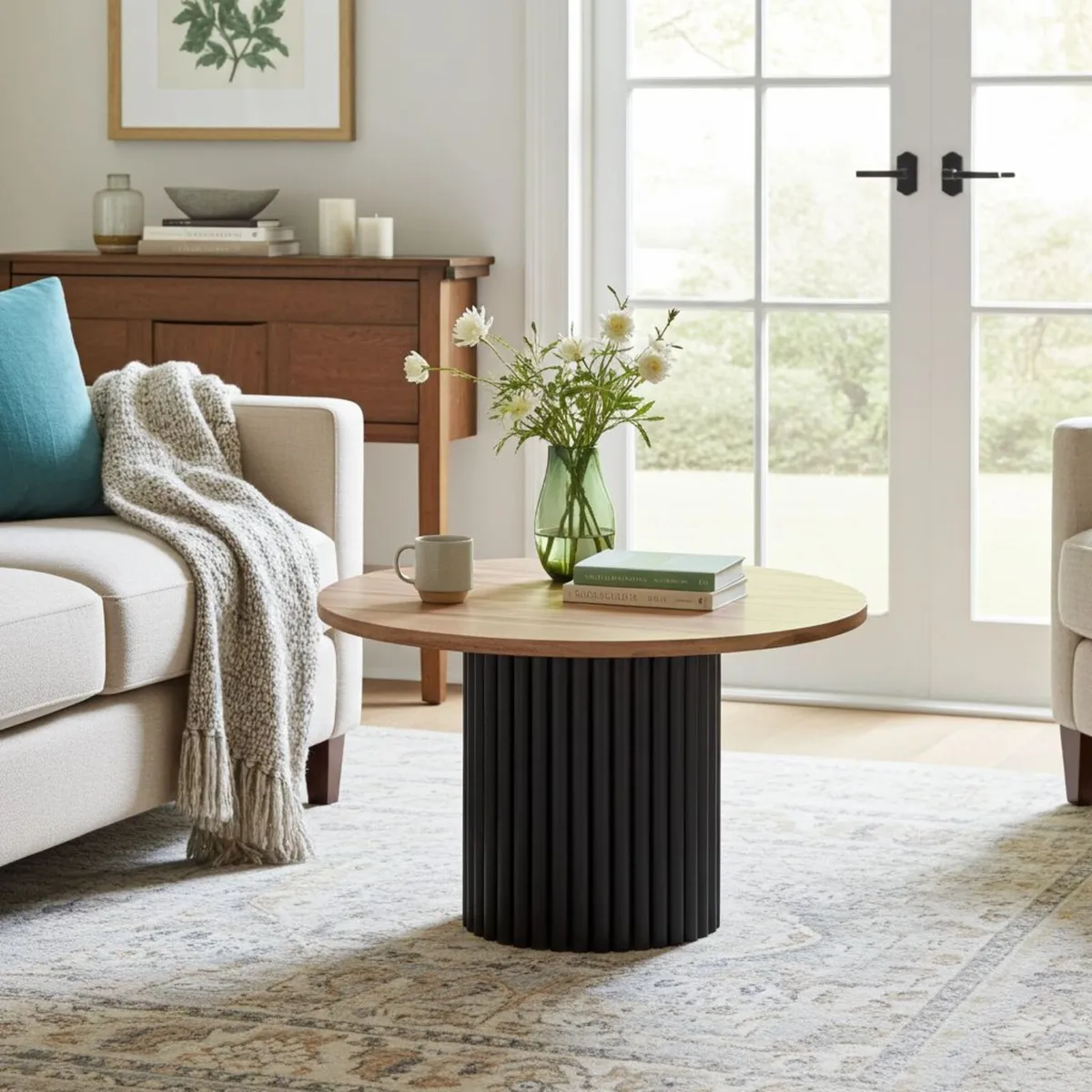 The Luna Modern White Coffee Table with Metal Base - Image 2