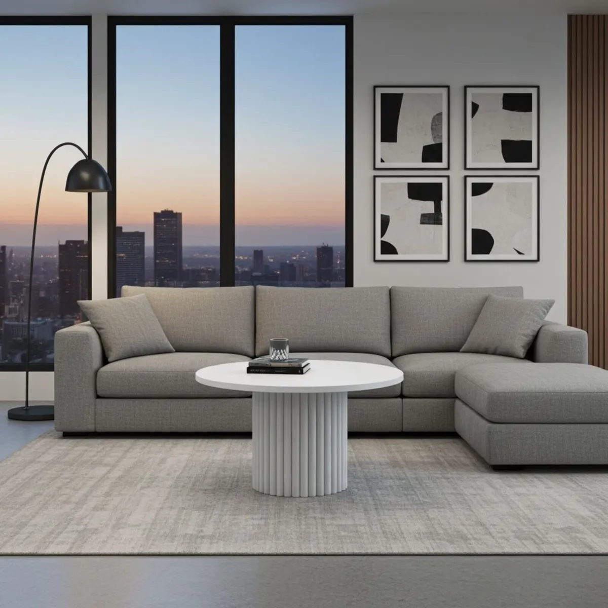 The Luna Modern White Coffee Table with Metal Base - Image 3