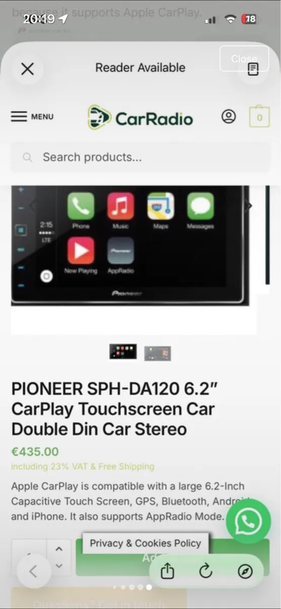 Pioneer SPH-DA120 DOUBLE DIN – APPLE CARPLAY - Image 2