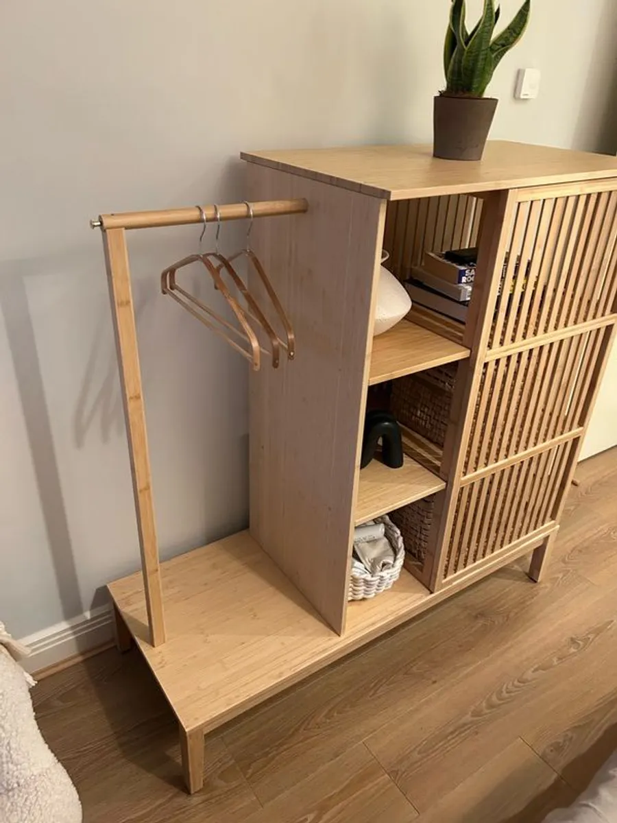 IKEA Open wardrobe with sliding door, bamboo - Image 3