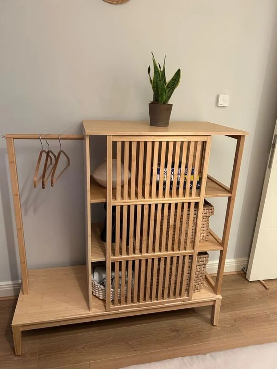 IKEA Open wardrobe with sliding door, bamboo - Image 4