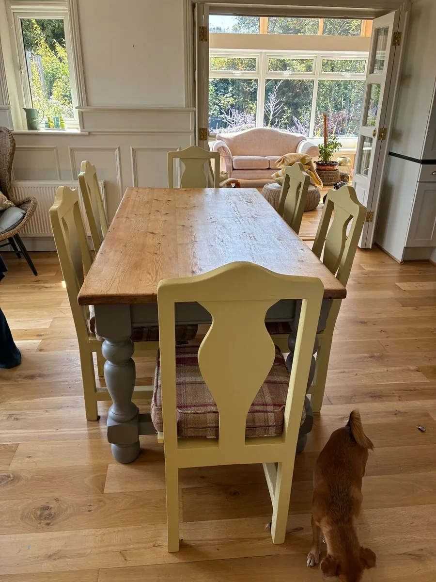 Solid Pine Lenihans Dining Table with 7 Chairs - Image 1