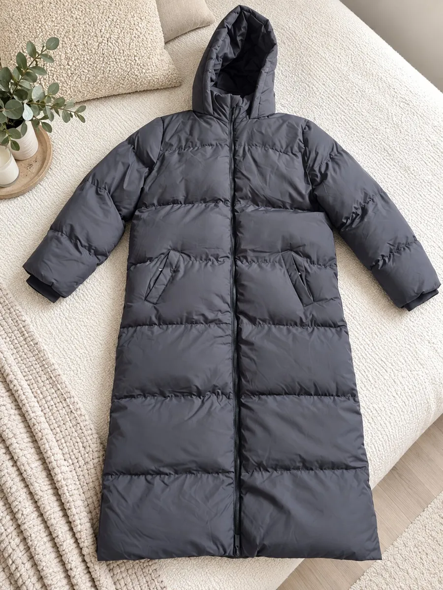 French Connection Long Puffer Coat – Black/Grey