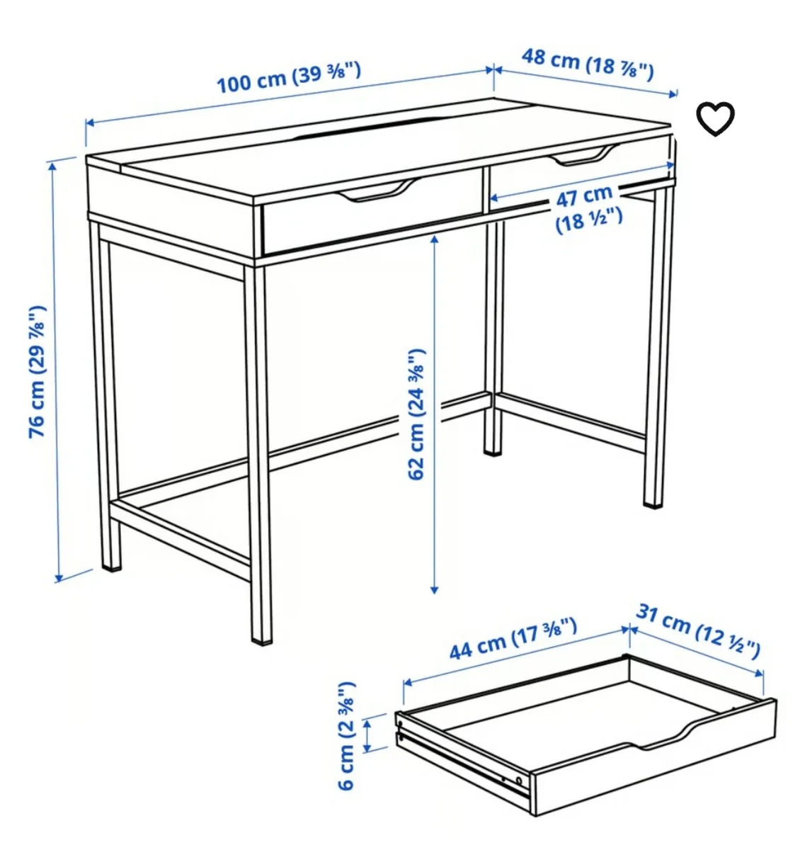 White Alex Desk - Image 3