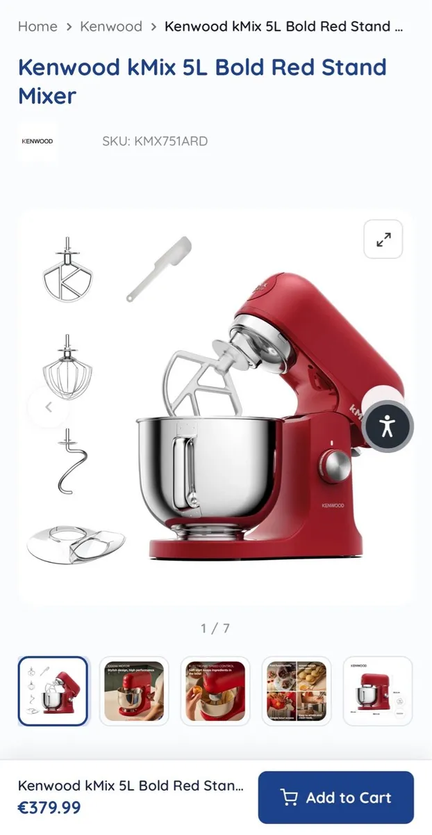 Kenwood kMix 5L Bold Red Stand Mixer - Image 2