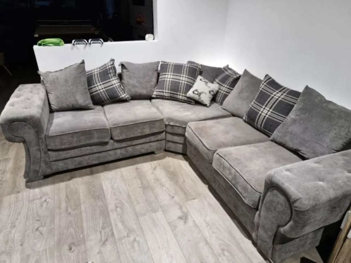 Grey Verona corner L shaped  sofa couch - Image 1