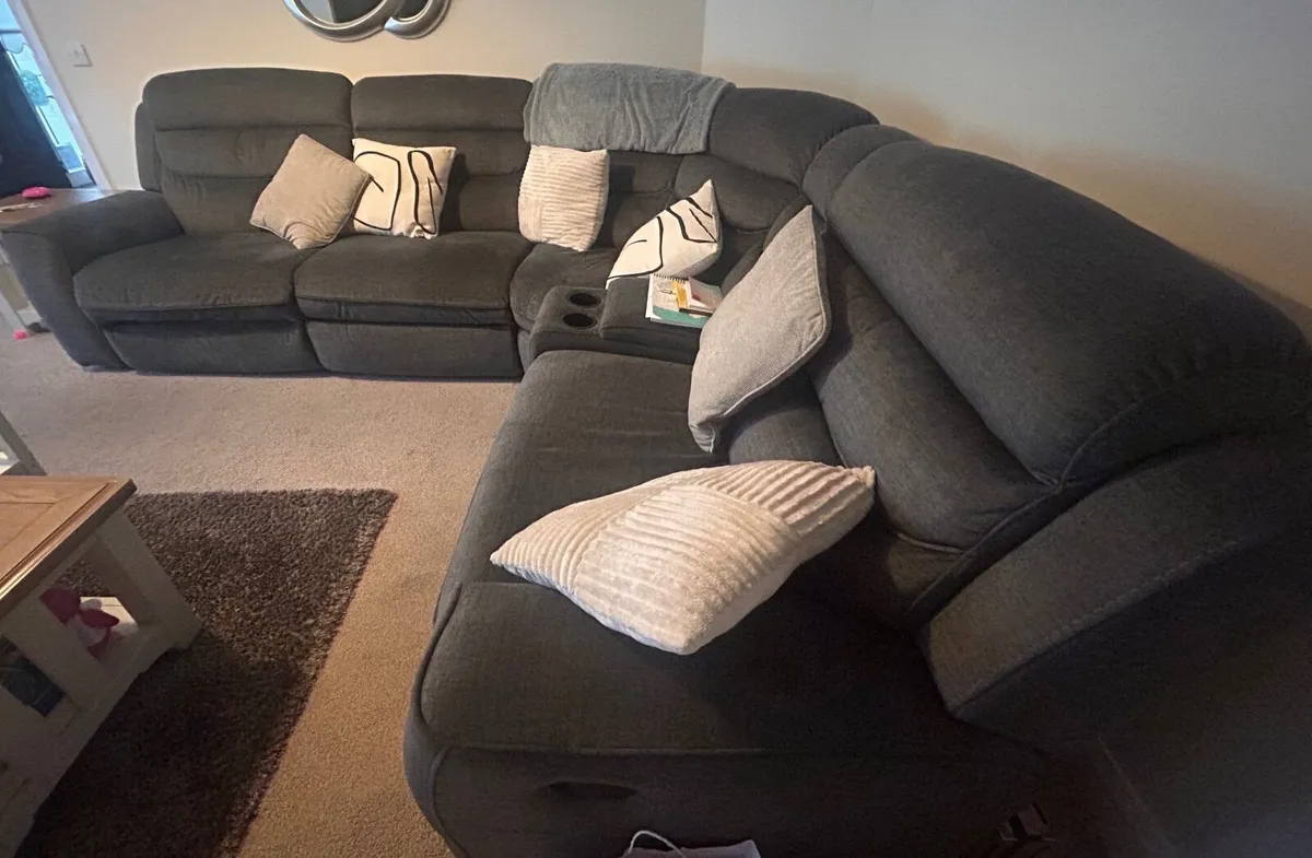 Fabric corner sofa & armchair - Image 2