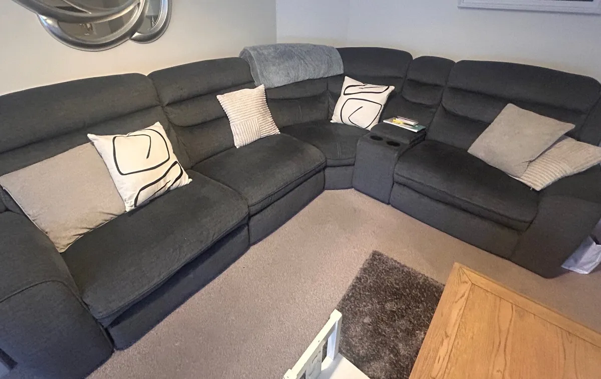 Fabric corner sofa & armchair - Image 1