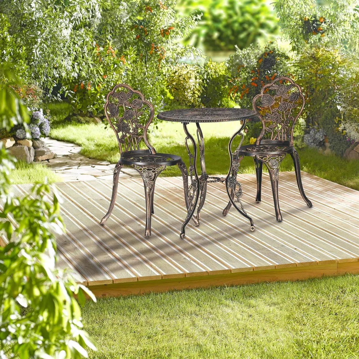 Garden Furniture Set 3 Pieces Round Table 2 - Image 2