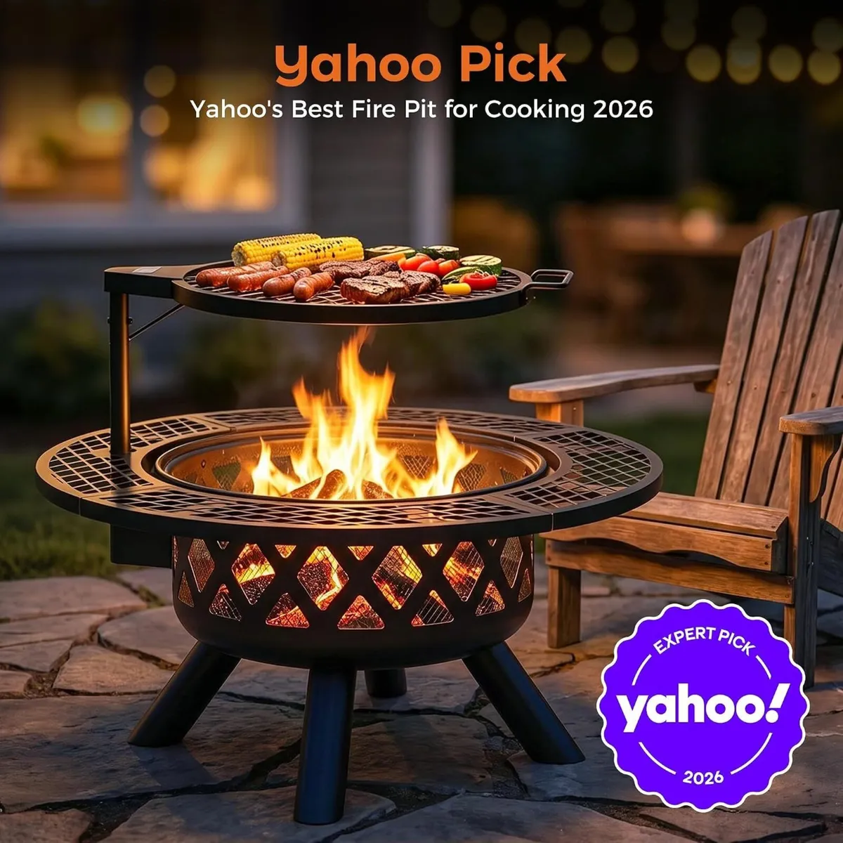 Outdoor Fire Pits Wood Pit with Grill Grate - Image 2