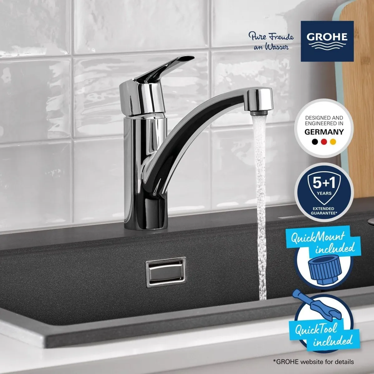 Quickfix Start Kitchen Sink Mixer Tap Chrome - Image 2
