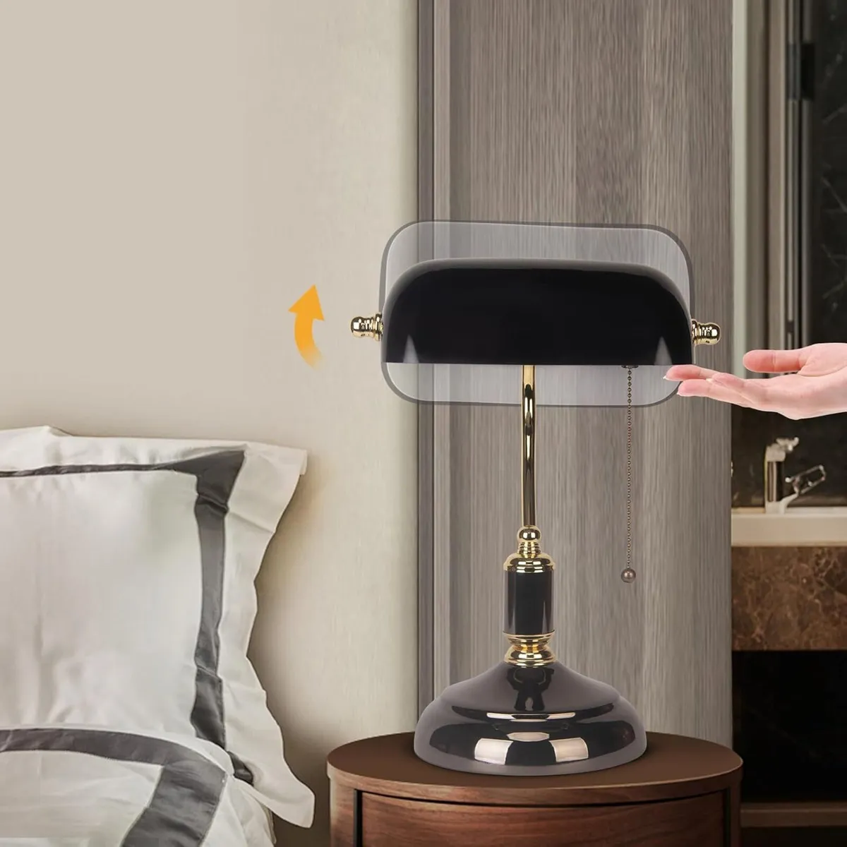 Office Desk Lamp Vintage Glass Table with Brass - Image 4