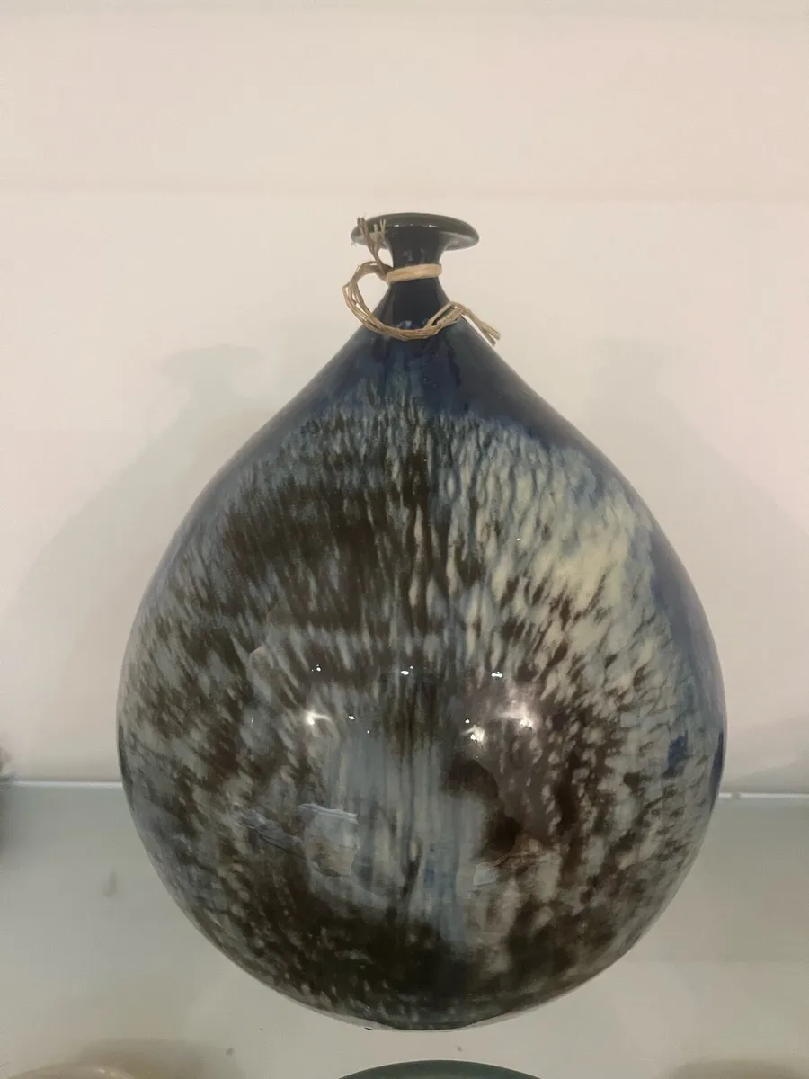 Handmade studio pottery vase - dripglaze, teardrop - Image 1