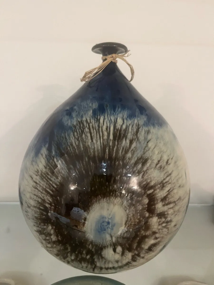 Handmade studio pottery vase - dripglaze, teardrop - Image 2