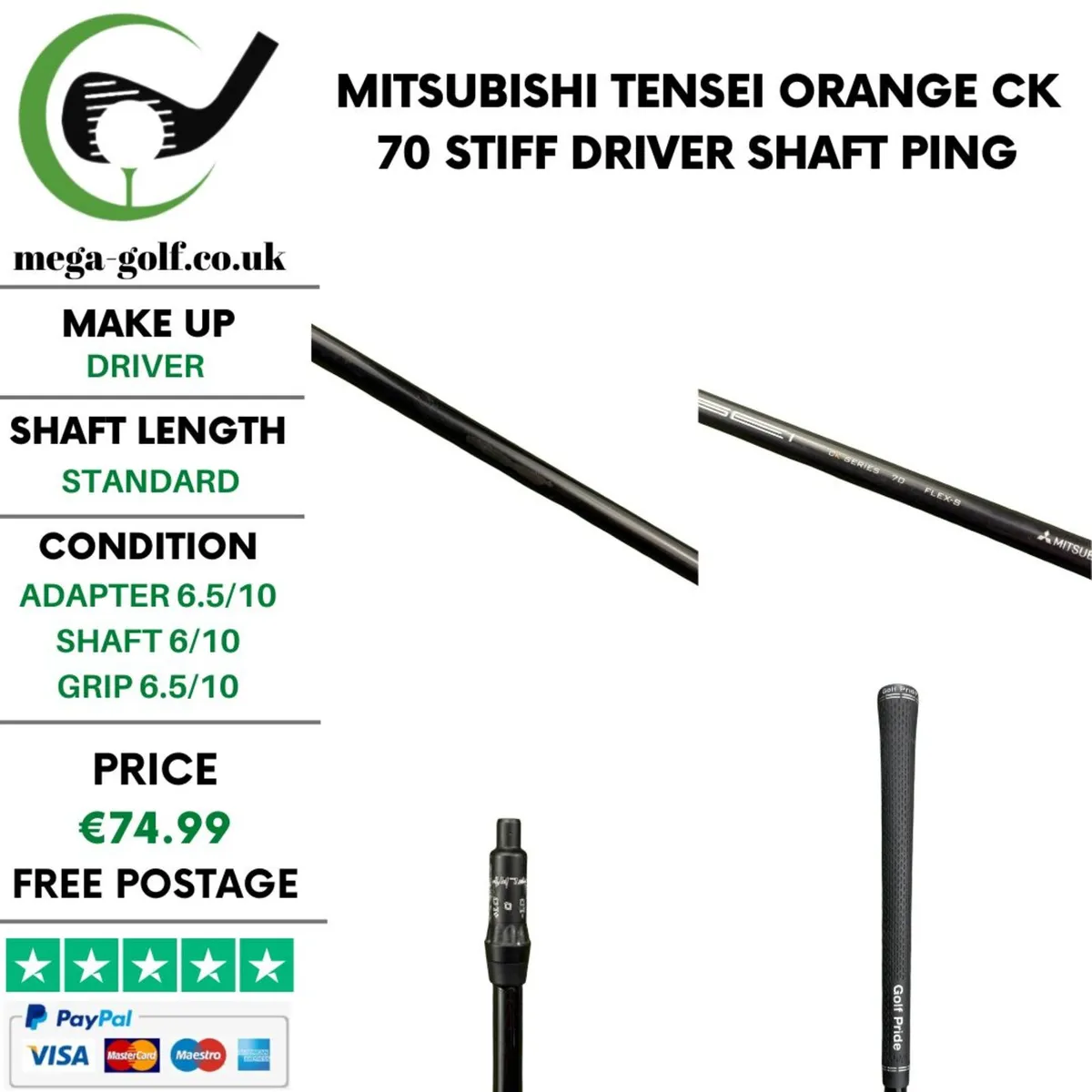 Mitsubishi Tensei Orange CK 70 Stiff Driver Shaft - Image 1