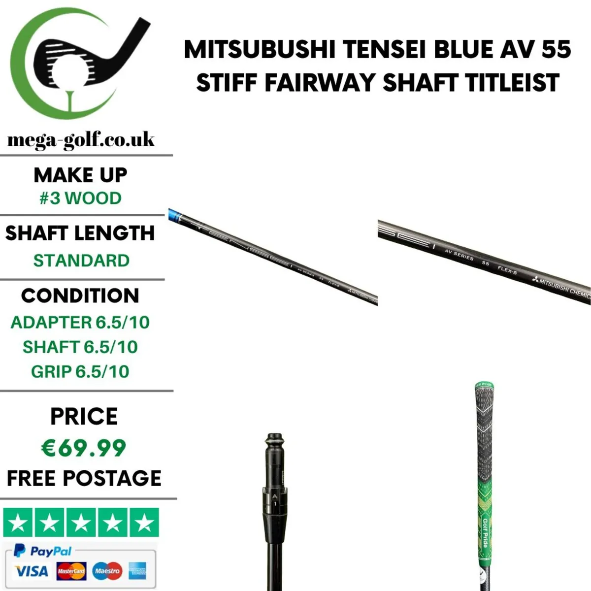Mitsubushi Tensei Blue AV 55 Stiff #3 Wood Shaft - Image 1