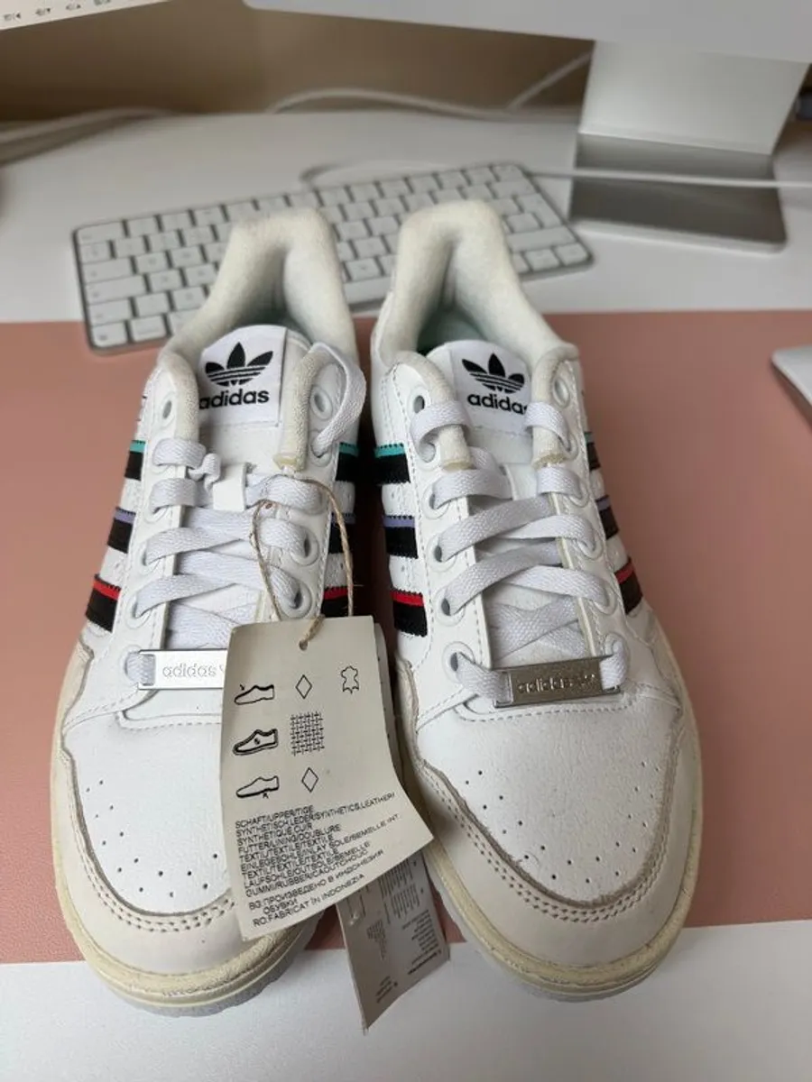 Adidas Originals White Multicolour Stripe Trainers HQ9420 UK 5 EU 38 New With Tags - Image 1