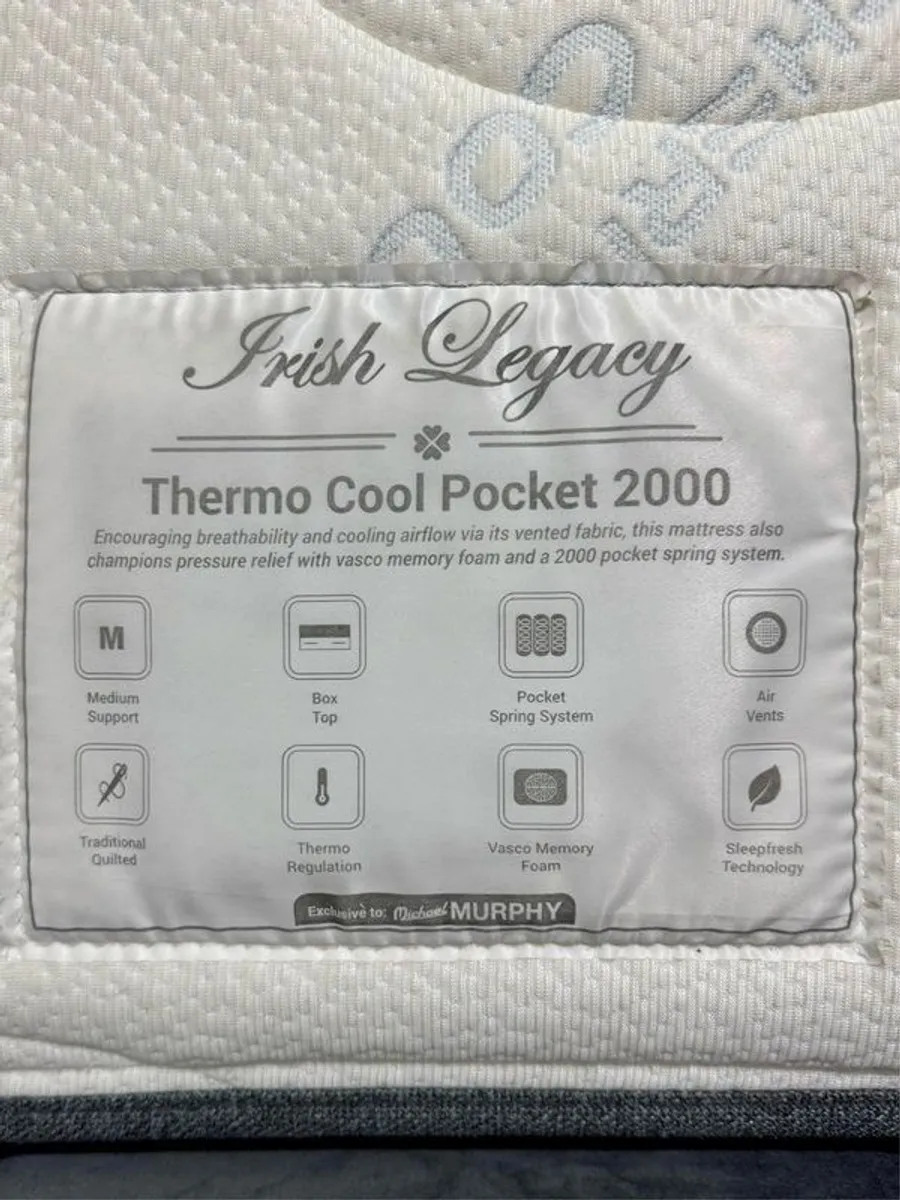 Double 4'6" Bed Frame and Mattress Thermo Cool Pocket 2000 - Image 2