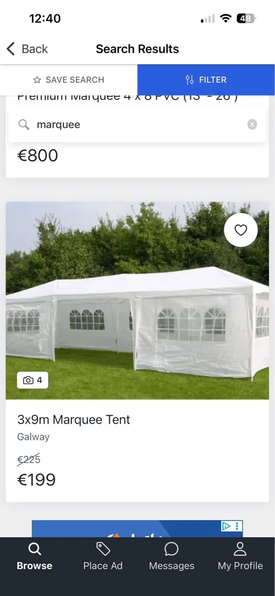 Garden party marquee