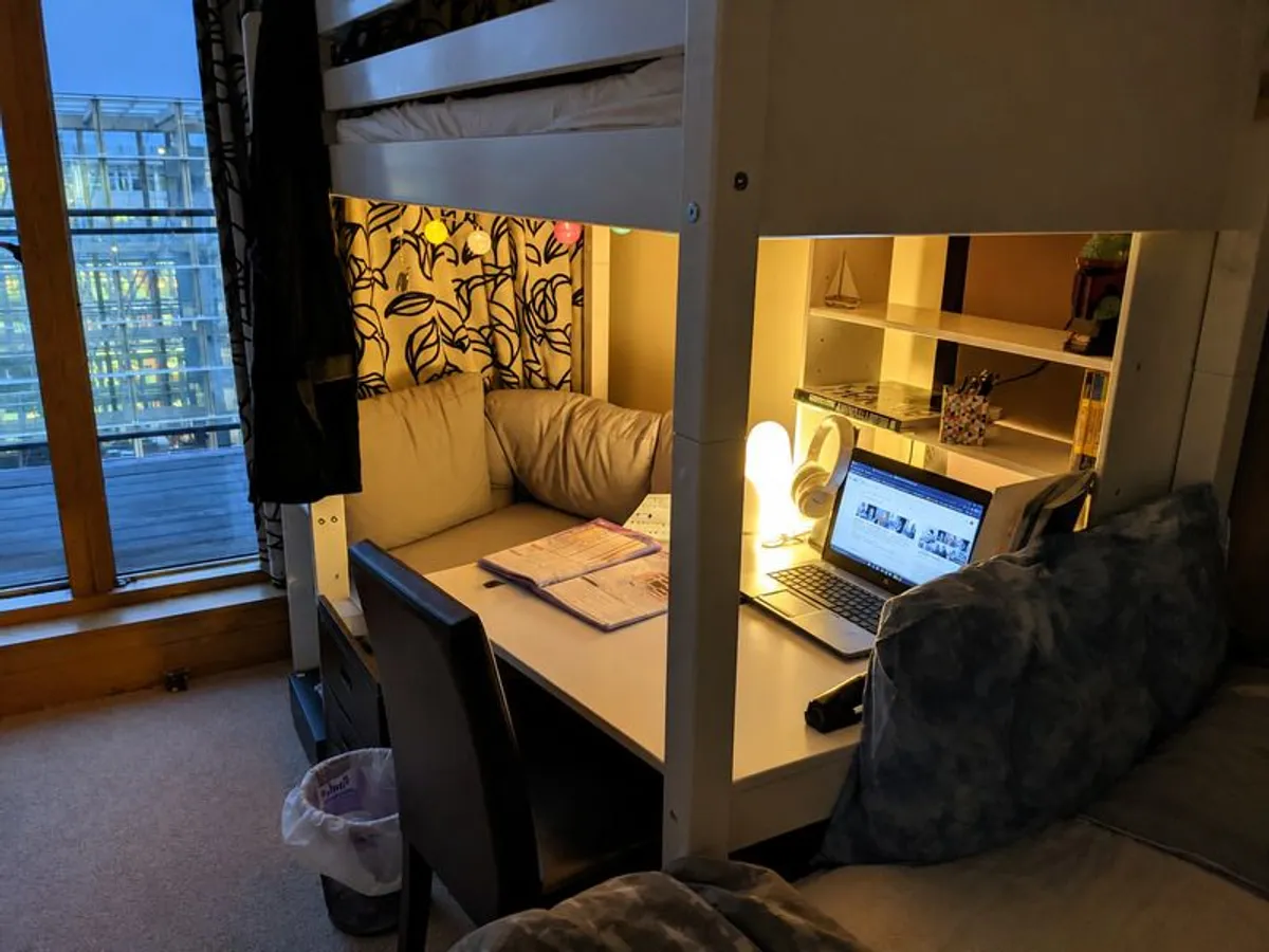 High bed with built in desk and couch (brand Flexa) - Image 3