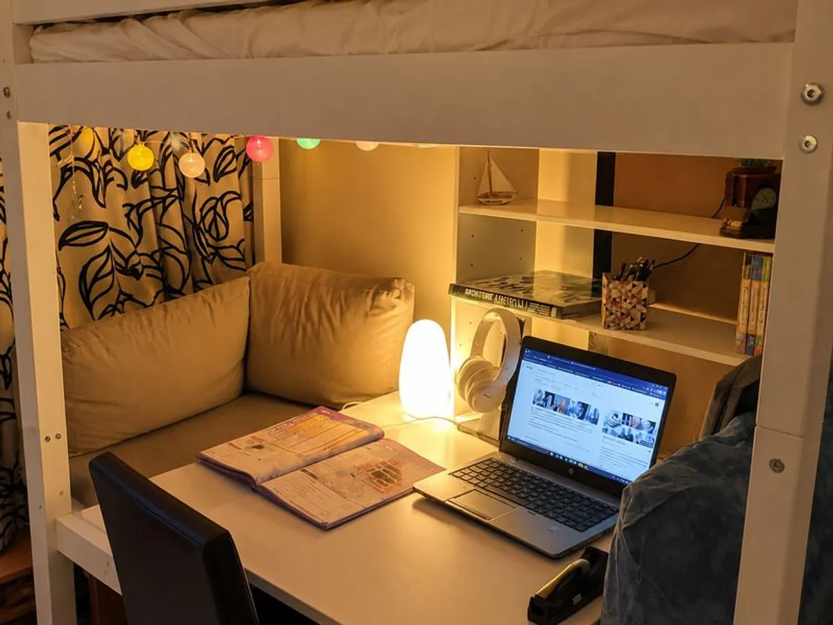 High bed with built in desk and couch (brand Flexa) - Image 2