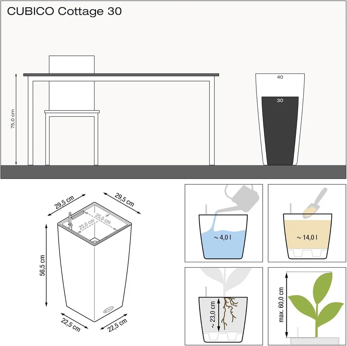 Self Watering Plant Pots Cubico Cottage 40 Large - Image 4