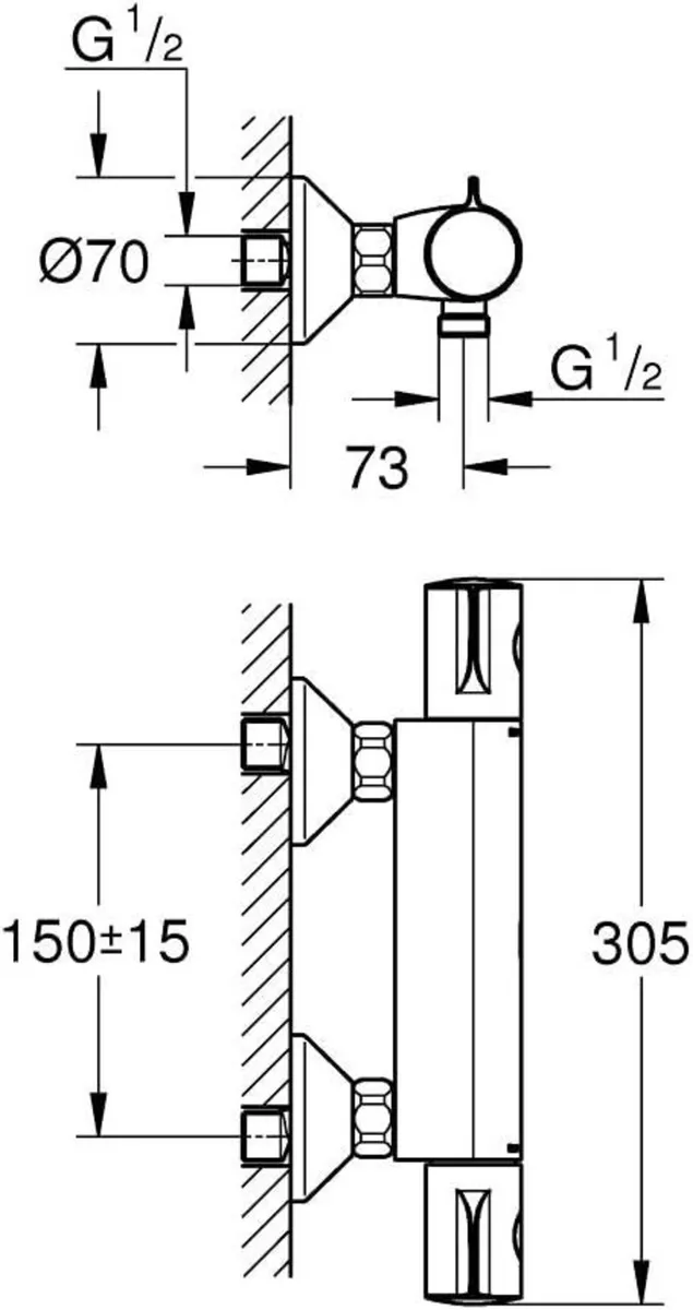 Grohtherm 800 Thermostatic Shower Mixer Chrome - Image 2