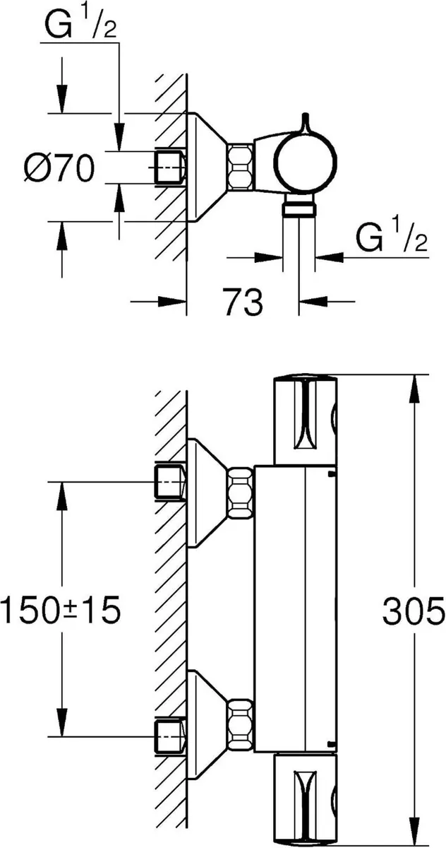 Grohtherm 800 Thermostatic Shower Mixer Chrome - Image 3