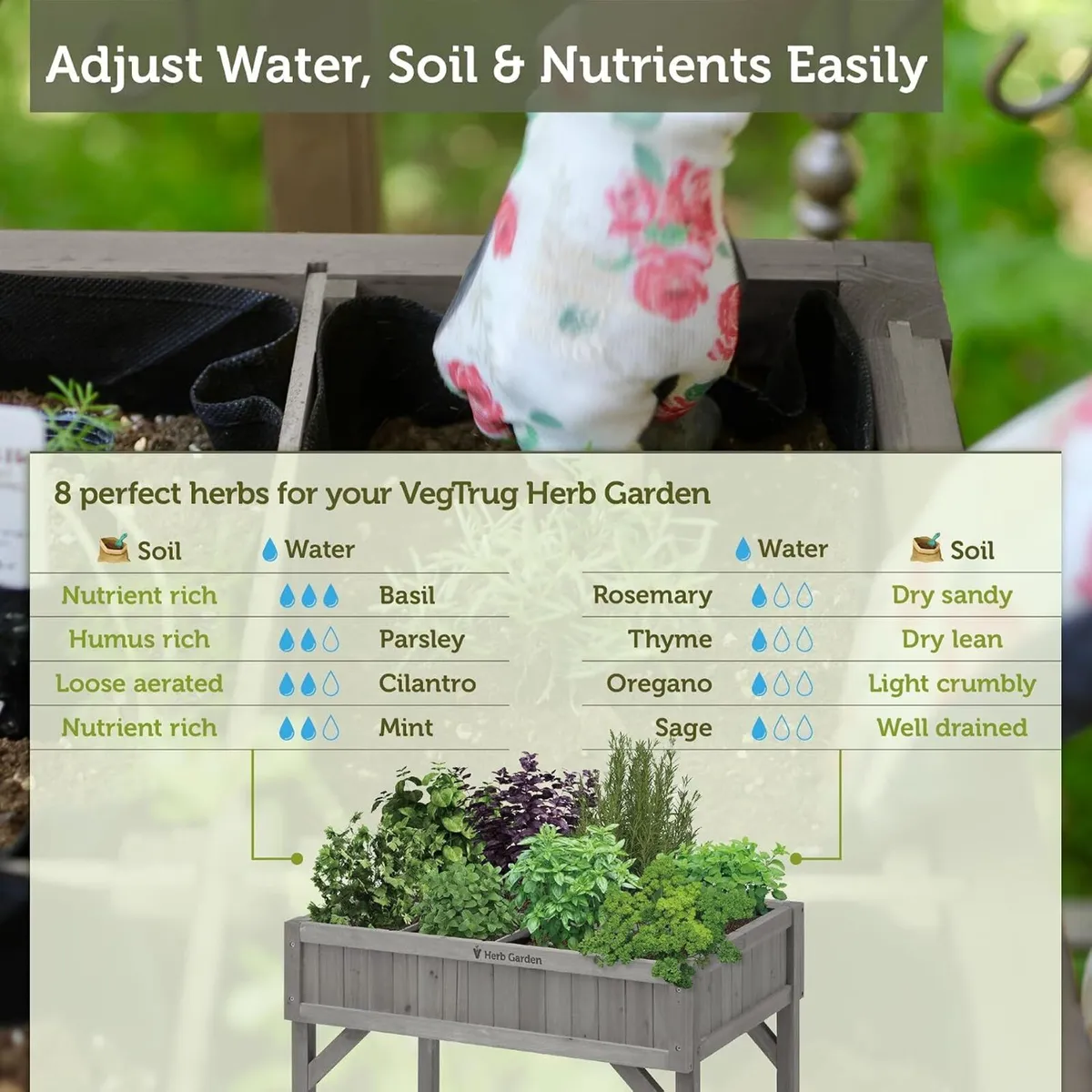 8 Pocket Herb Planter Natural 78x58x80CM - Image 4
