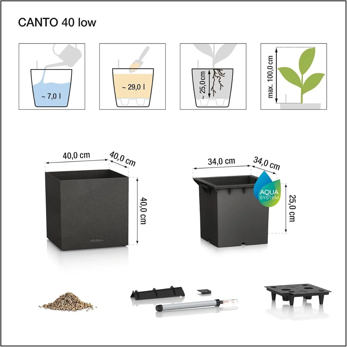 Self Watering Plant Pot Canto Stone 40 Low - Image 4