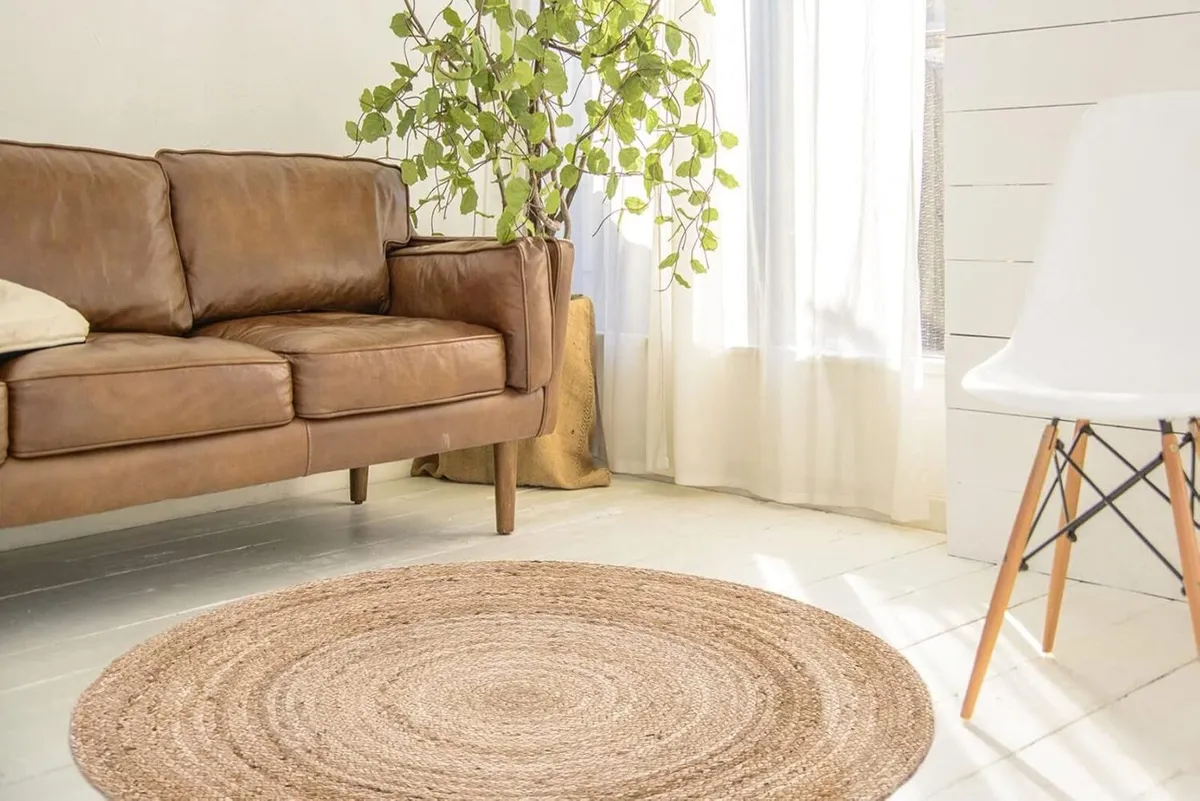 Rug Jute Round Alhambra Natural Colour Area - Image 2